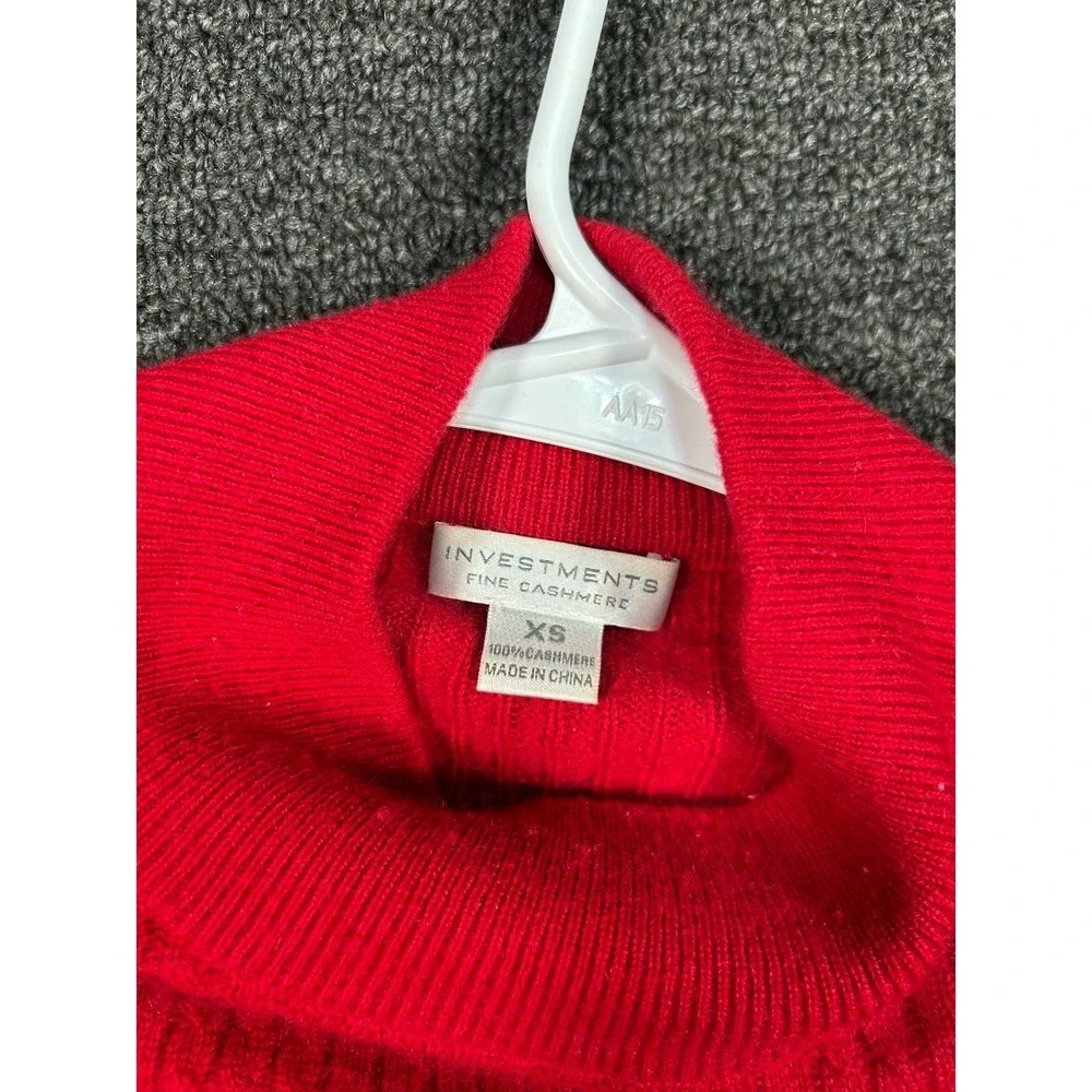 Investments Cashmere Sweater Women's‎ XS Red 100% Cashmere Cable Knit Pullover
